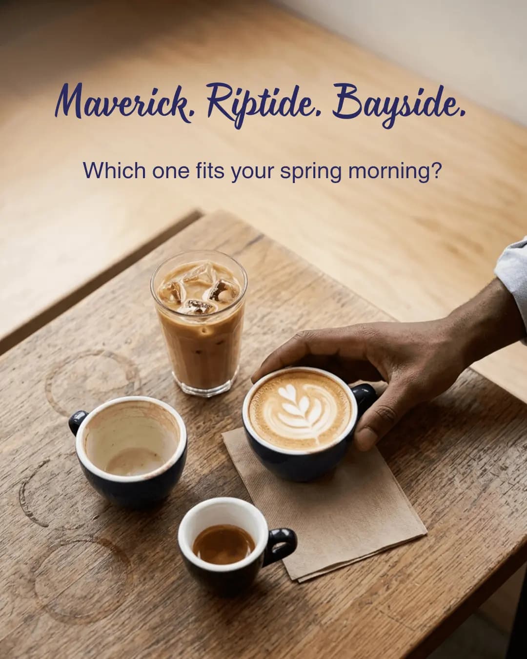 A generic AI-generated café post with vague copy that could belong to any coffee shop
